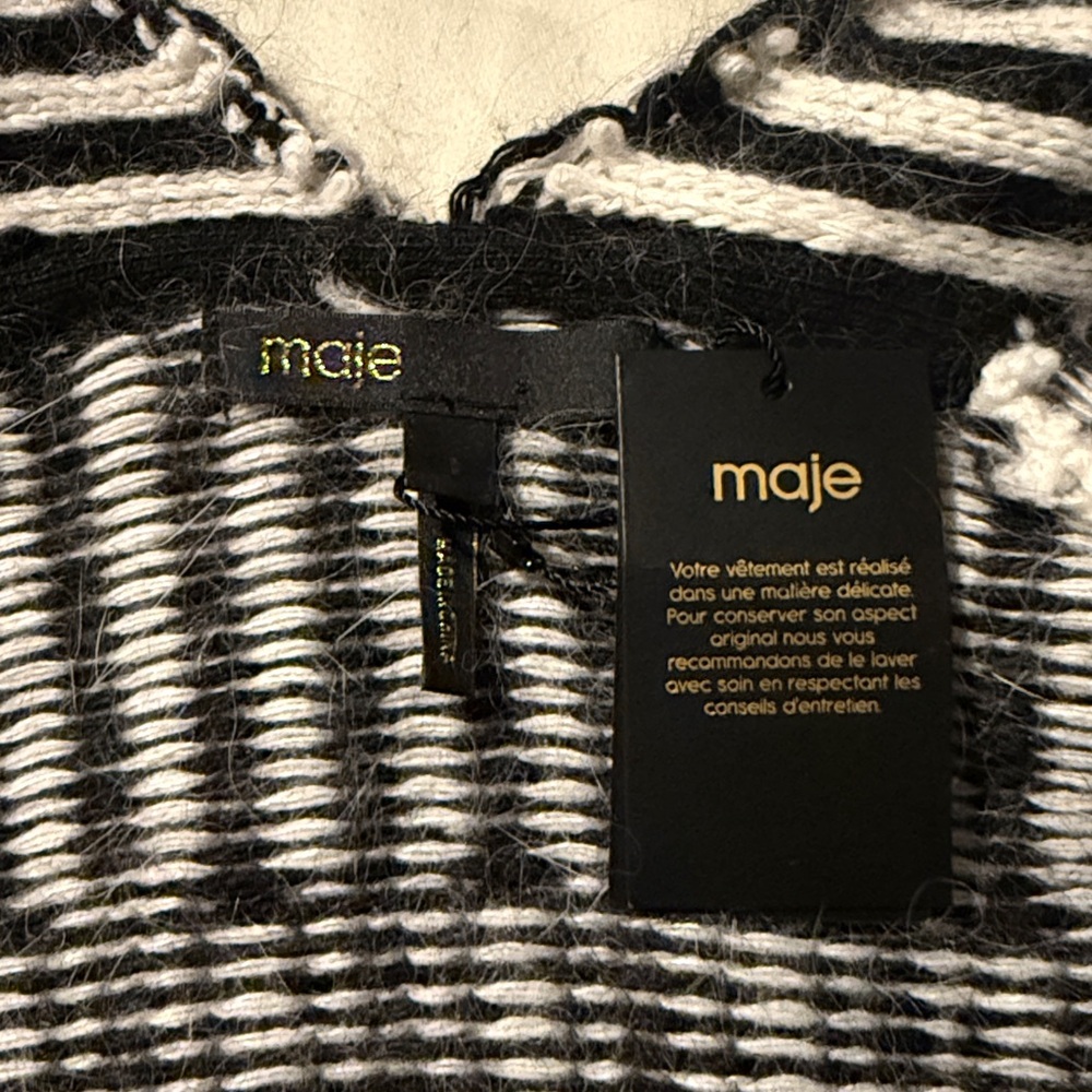 Maje Striped Cardigan with Fringe - Picture 5 of 7